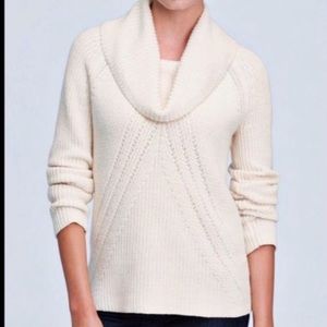 Ann Taylor Cream Cowl Neck Knit Sweater